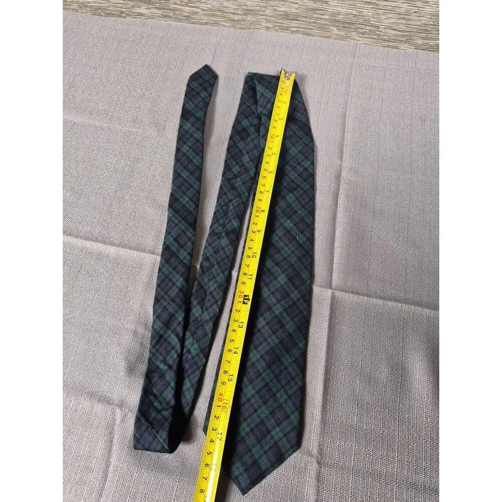 Franco Baretta Tie Mens Green Blue Tartan Plaid 100% Cotton Classic Necktie